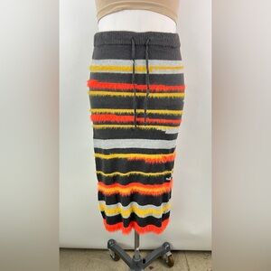 💚 3340. Knit Fuzzy Striped Midi Skirt